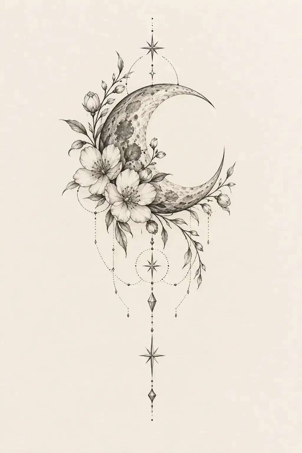 Ilustração vetorial sobre tatuagem de lua: ideias e significados