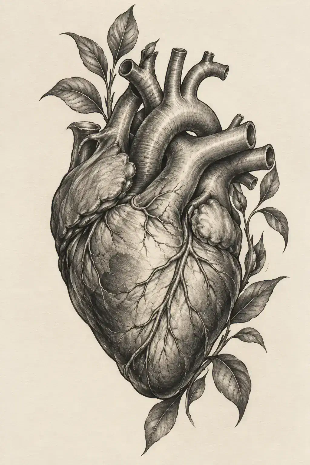 Tatuagem de coração no estilo Realismo, arte de referência original