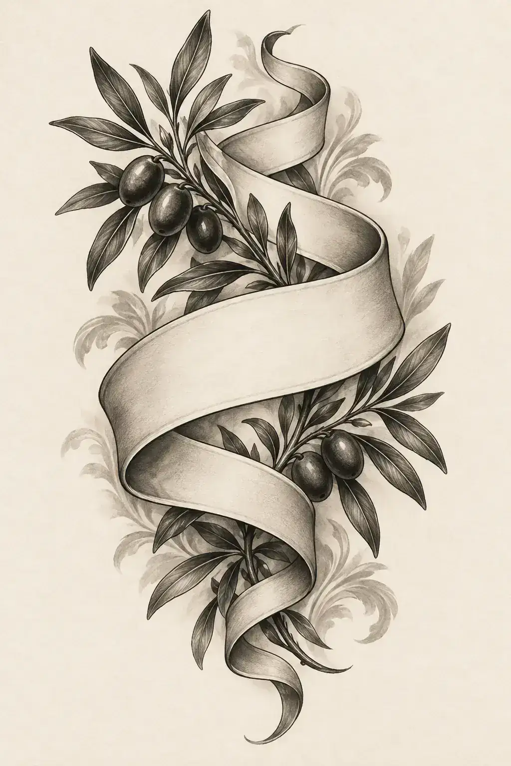 Ilustração de tatuagem de palavra / frase no estilo Realismo, referência original para coxa