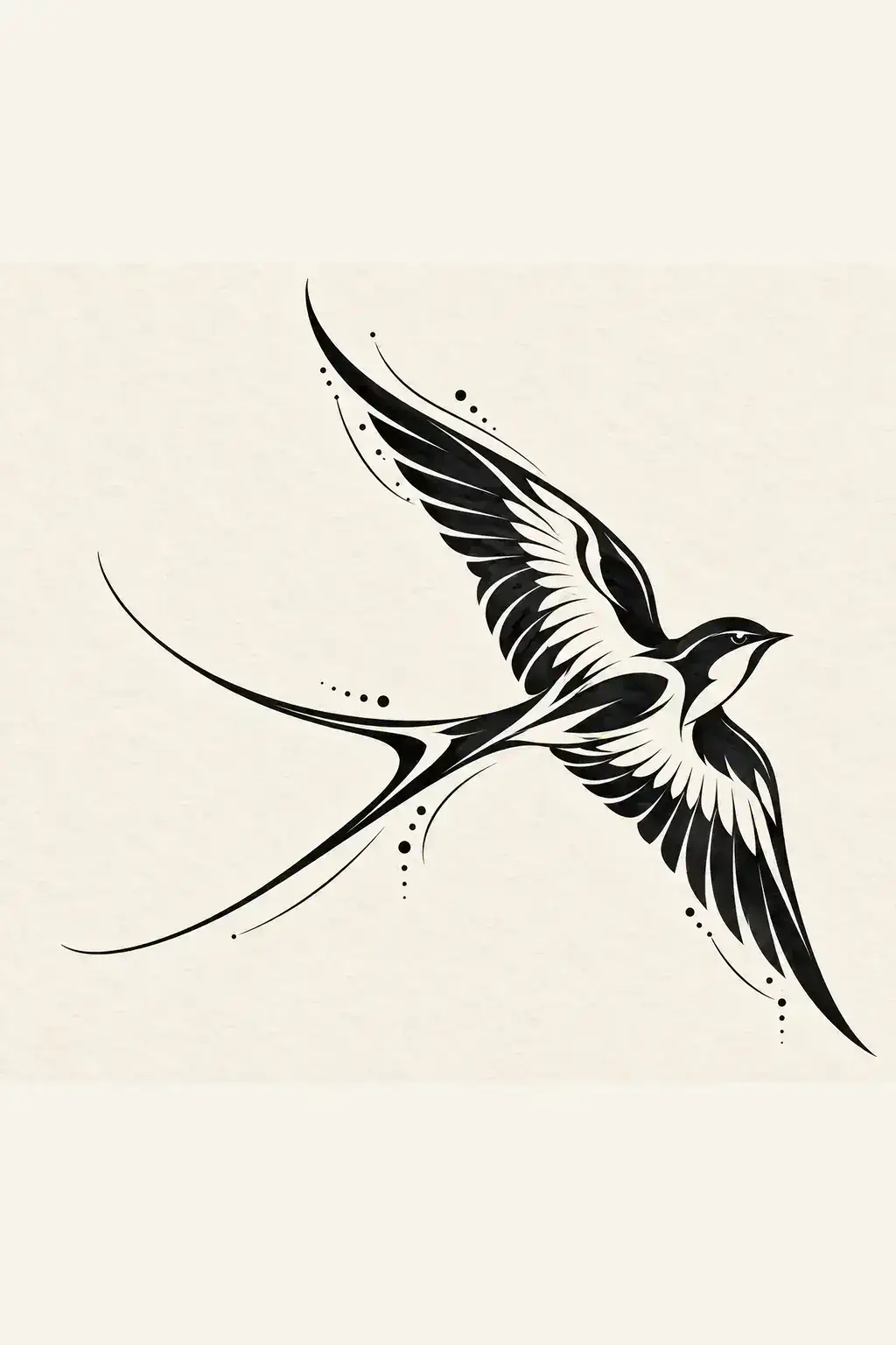 Ilustração de tatuagem de pássaro no estilo Tribal, referência original para mão