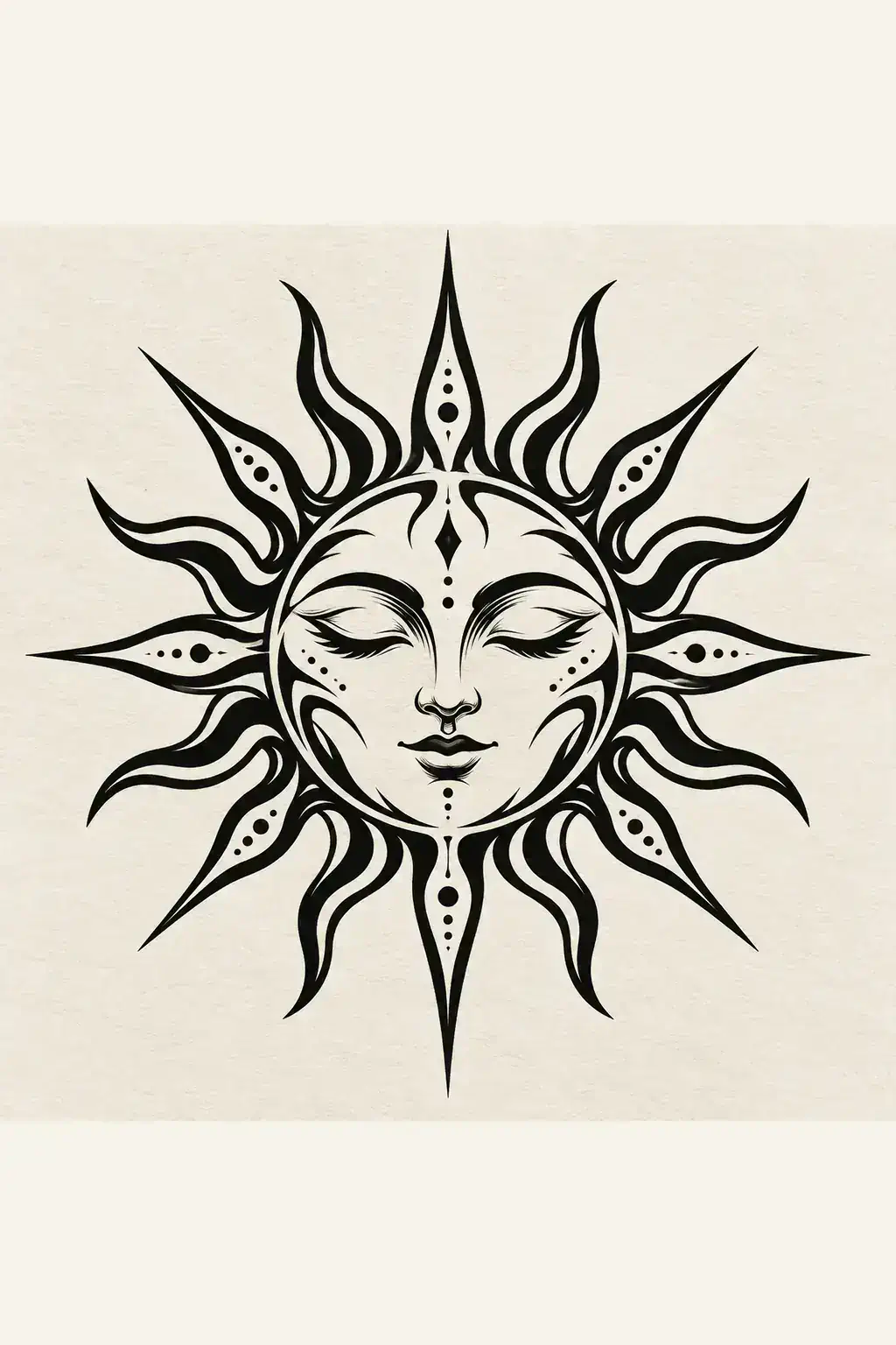 Tatuagem de sol no estilo Tribal, arte de referência original