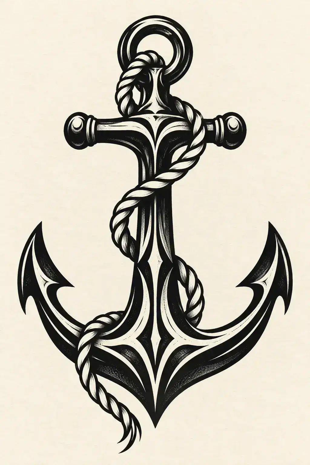 Ilustração de tatuagem de âncora no estilo Tribal, referência original para nuca