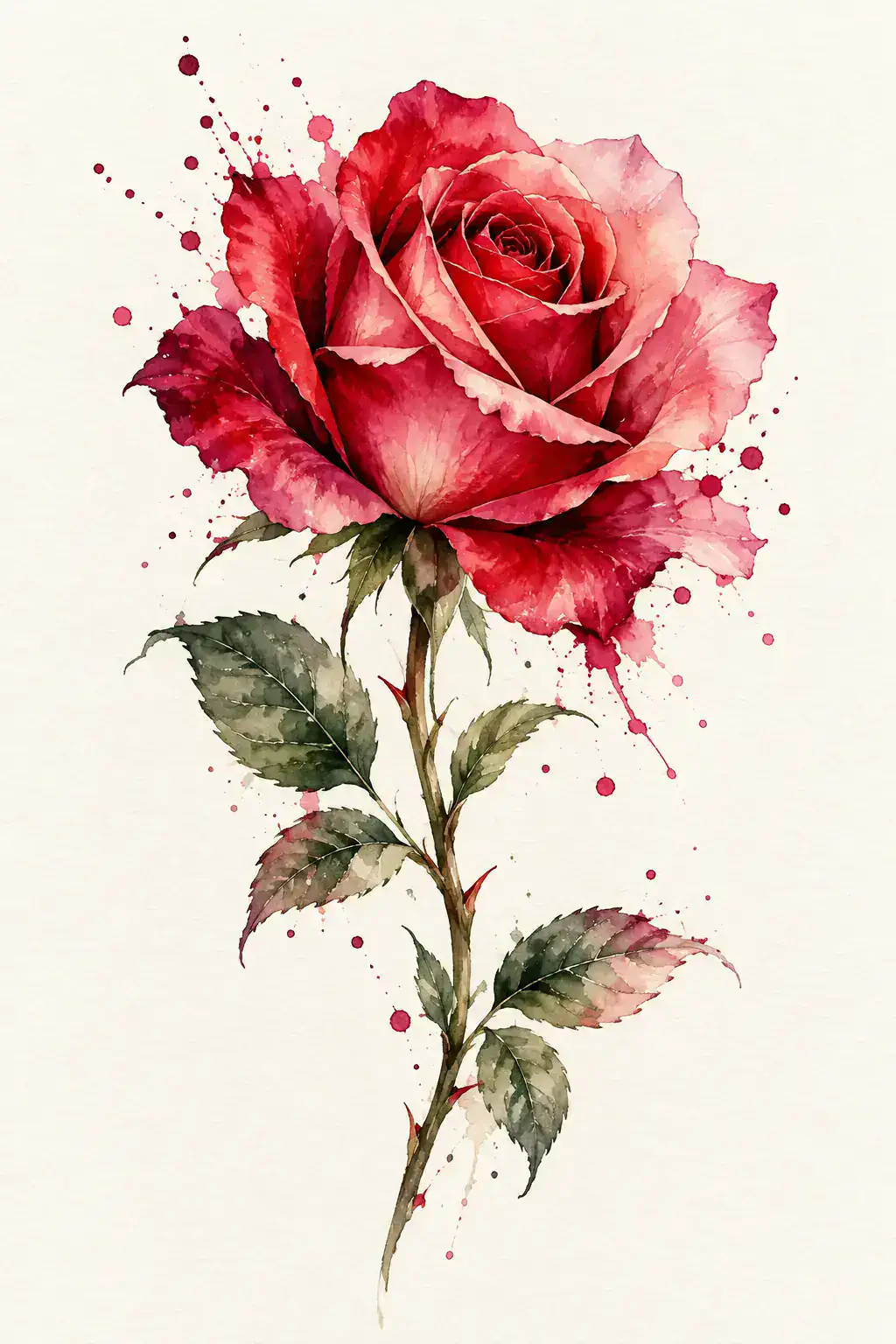 Tatuagem de rosa no estilo Aquarela, arte de referência original