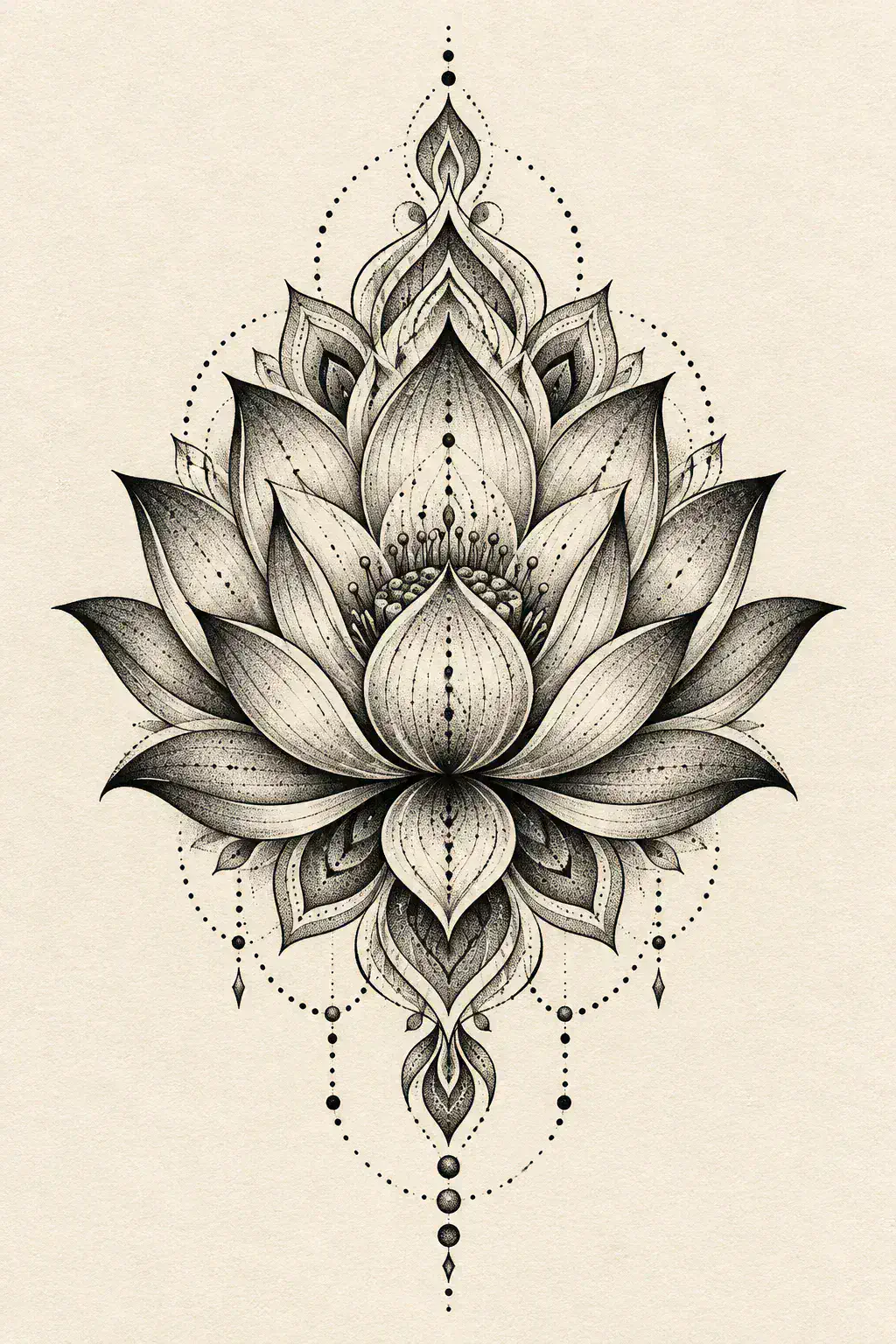 Tatuagem de mandala no estilo Geométrico, arte de referência original