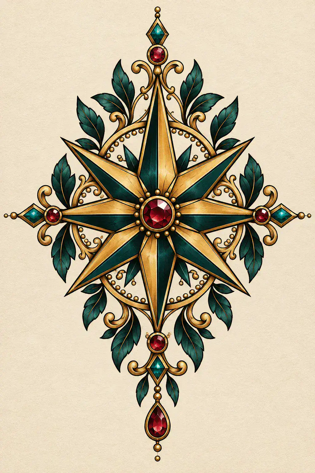 Tatuagem de estrela no estilo Ornamental / Handpoke, arte de referência original