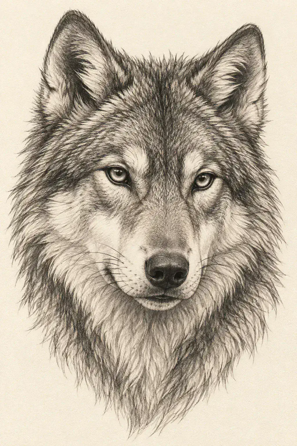 Imagem em alta resolução de uma tatuagem de lobo no estilo Fineline, referência para perna