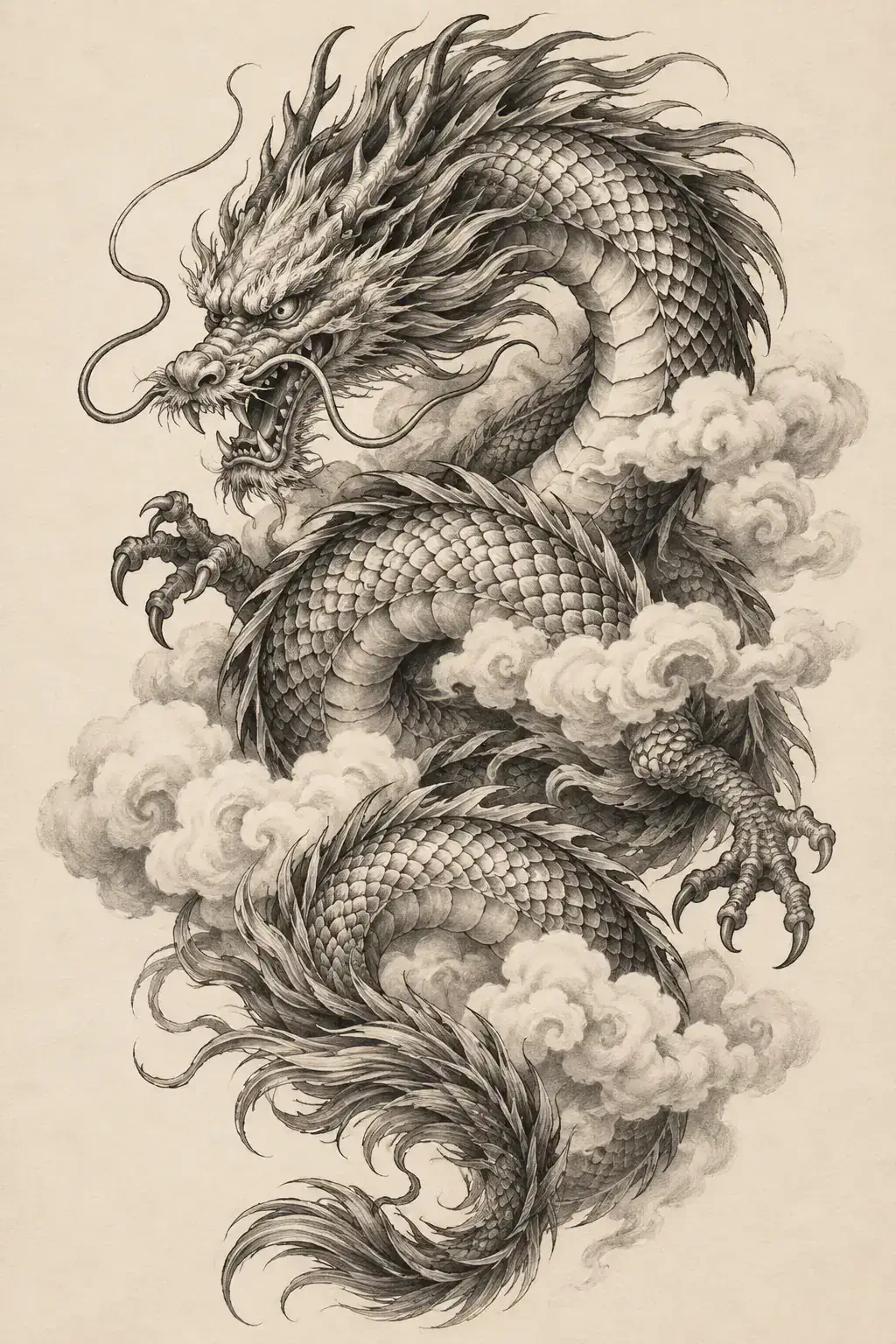 Imagem em alta resolução de tatuagem de Dragão no estilo Realismo, referência para Ombro