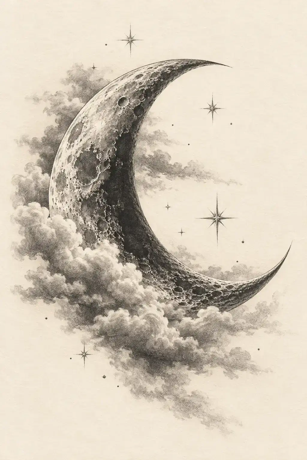 Imagem em alta resolução de tatuagem de Lua no estilo Realismo, referência para Nuca