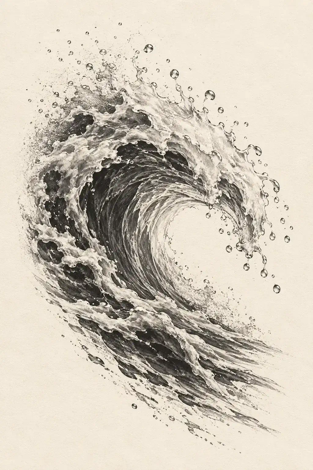 Imagem em alta resolução de tatuagem de Onda no estilo Realismo, referência para Tornozelo
