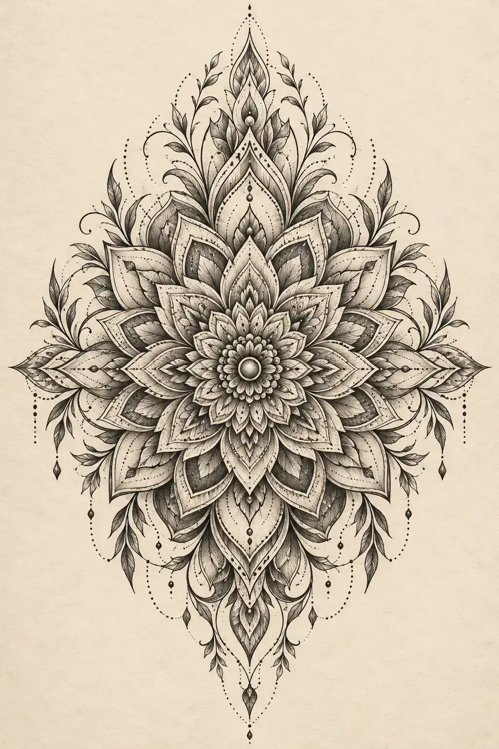 Imagem em alta resolução de tatuagem de Mandala no estilo Realismo, referência para Costas