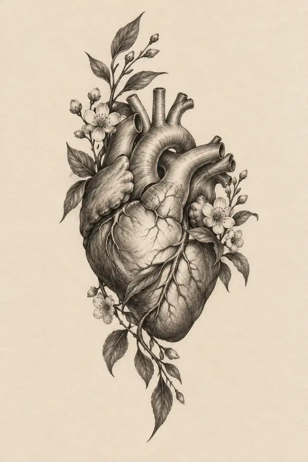 Imagem em alta resolução de tatuagem de Coração no estilo Realismo, referência para Panturrilha