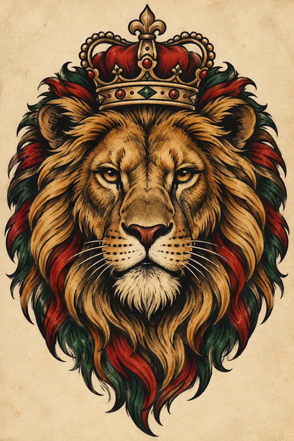 Imagem em alta resolução de tatuagem de Leão no estilo Old School, referência para Braço