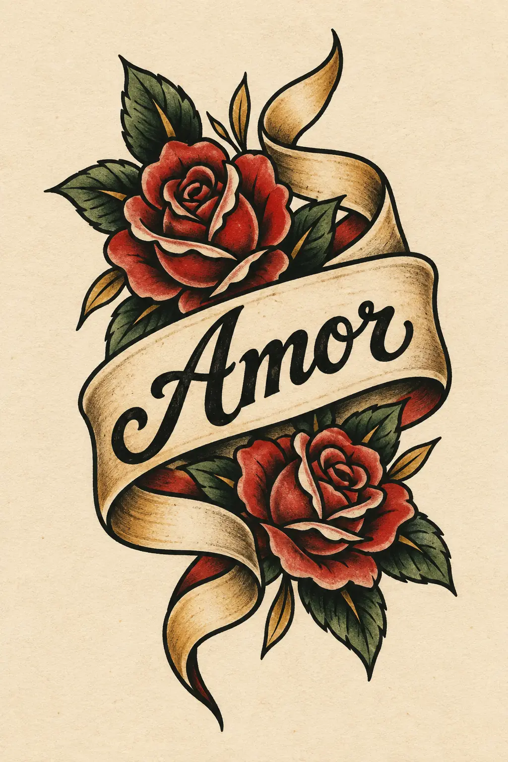 Imagem em alta resolução de tatuagem de Palavra / frase no estilo Old School, referência para Coxa