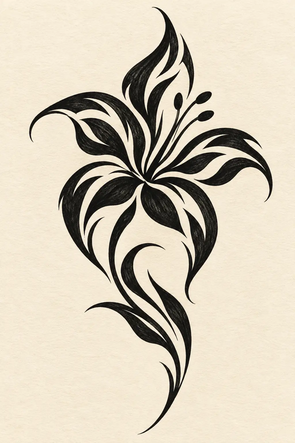 Imagem em alta resolução de tatuagem de Flor no estilo Tribal, referência para Tornozelo