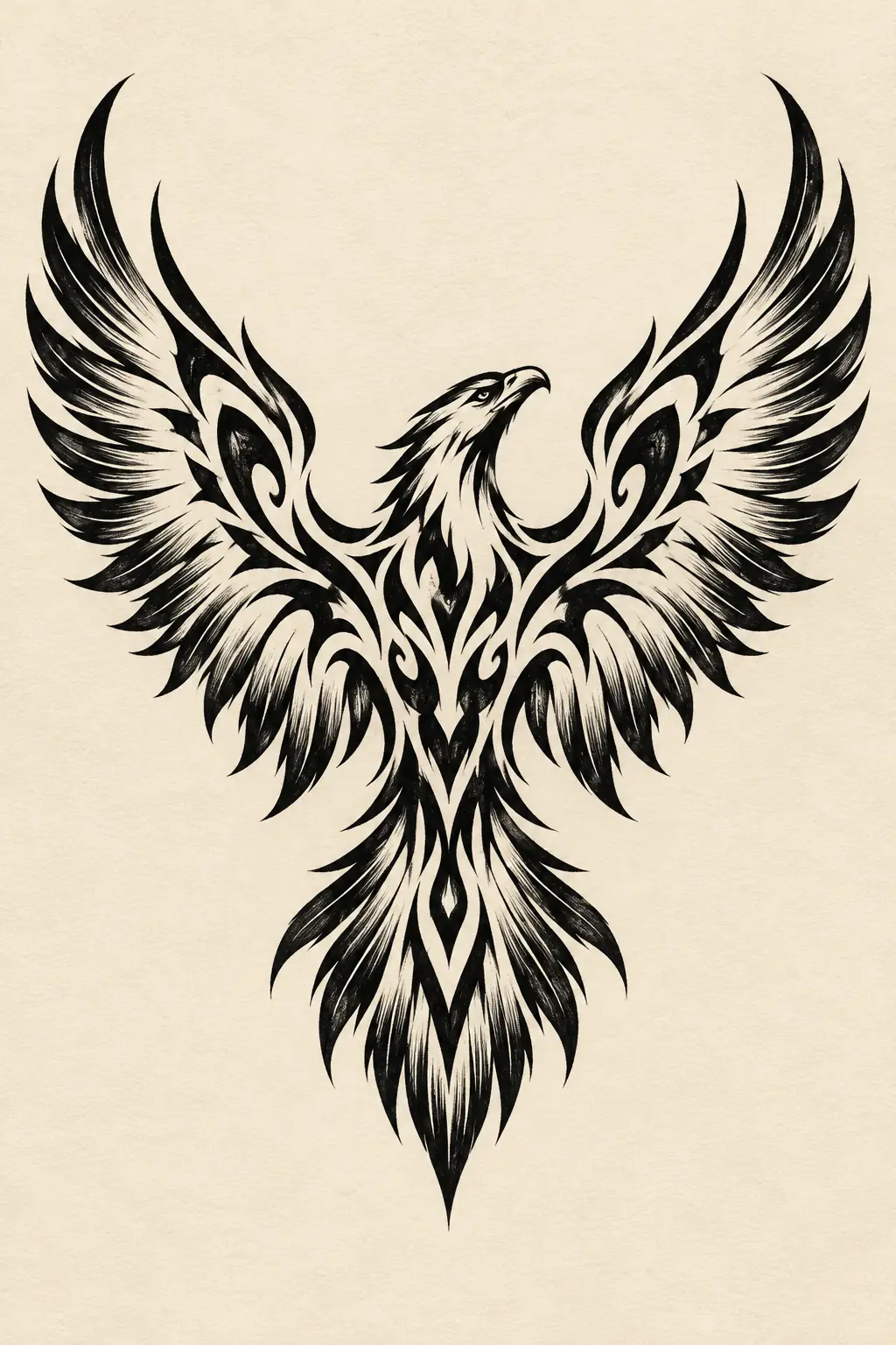 Imagem em alta resolução de tatuagem de Pássaro no estilo Tribal, referência para Nuca