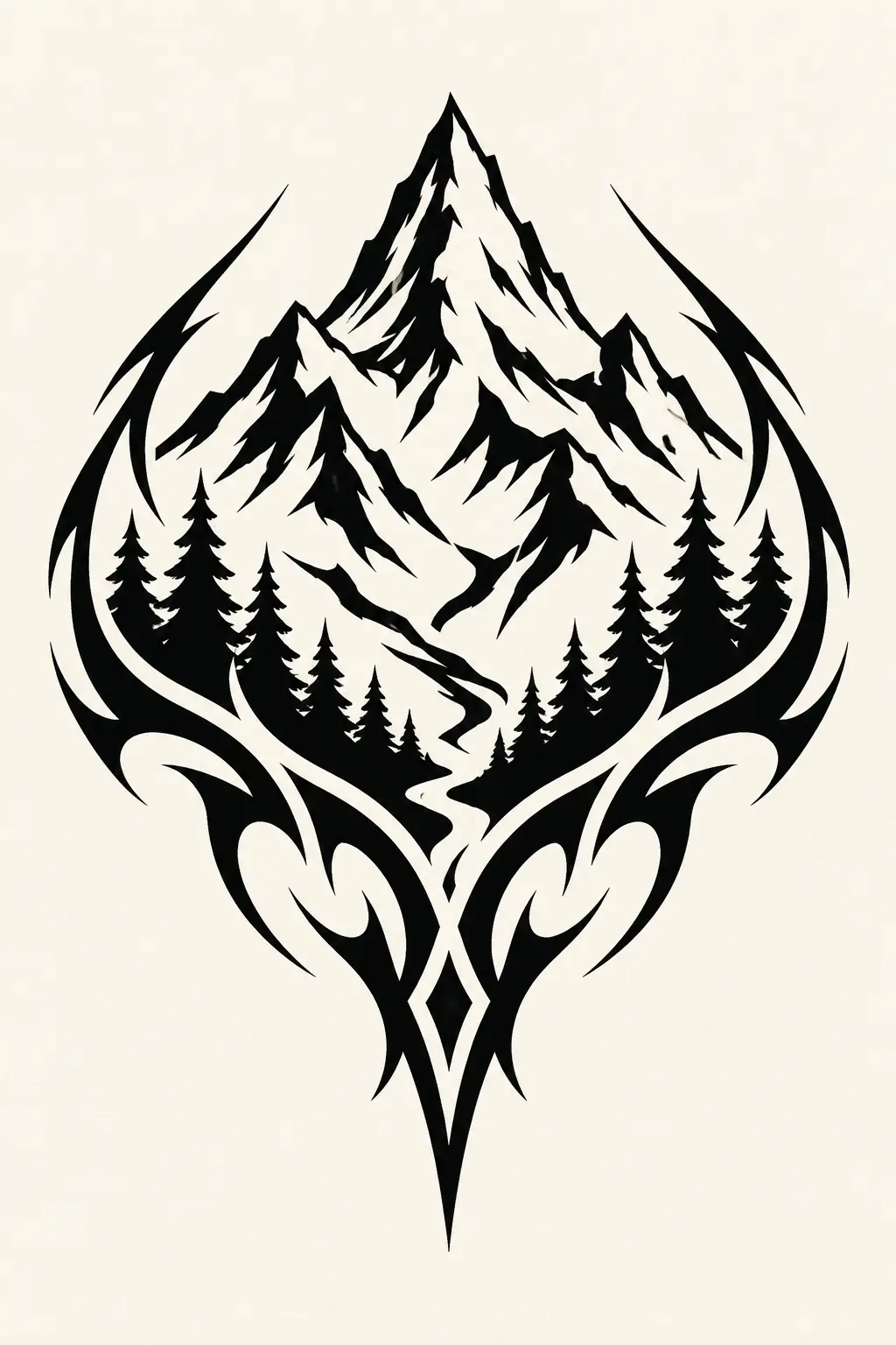 Imagem em alta resolução de tatuagem de Montanha no estilo Tribal, referência para Tornozelo