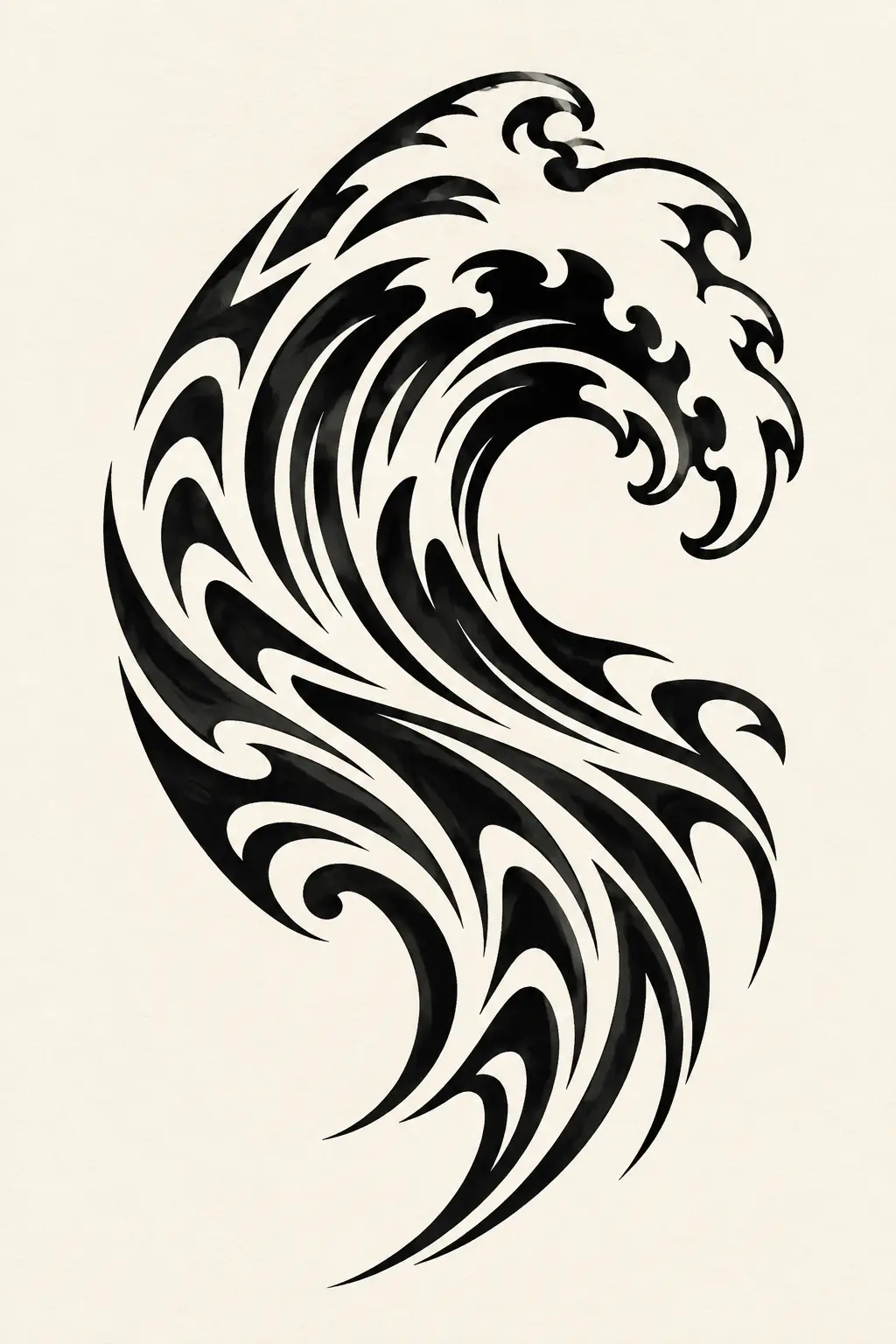 Imagem em alta resolução de tatuagem de Onda no estilo Tribal, referência para Antebraço