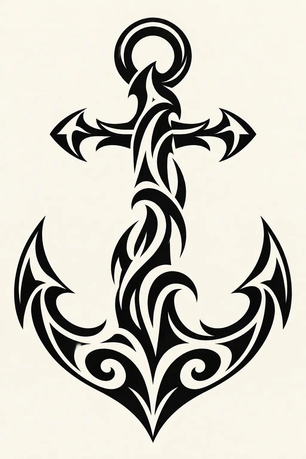 Imagem em alta resolução de tatuagem de Âncora no estilo Tribal, referência para Costas