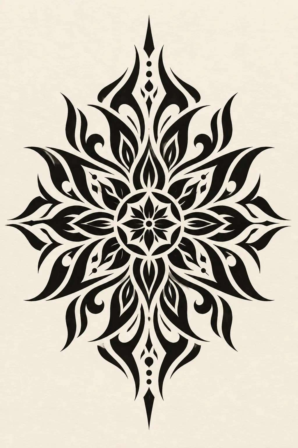 Imagem em alta resolução de tatuagem de Mandala no estilo Tribal, referência para Mão
