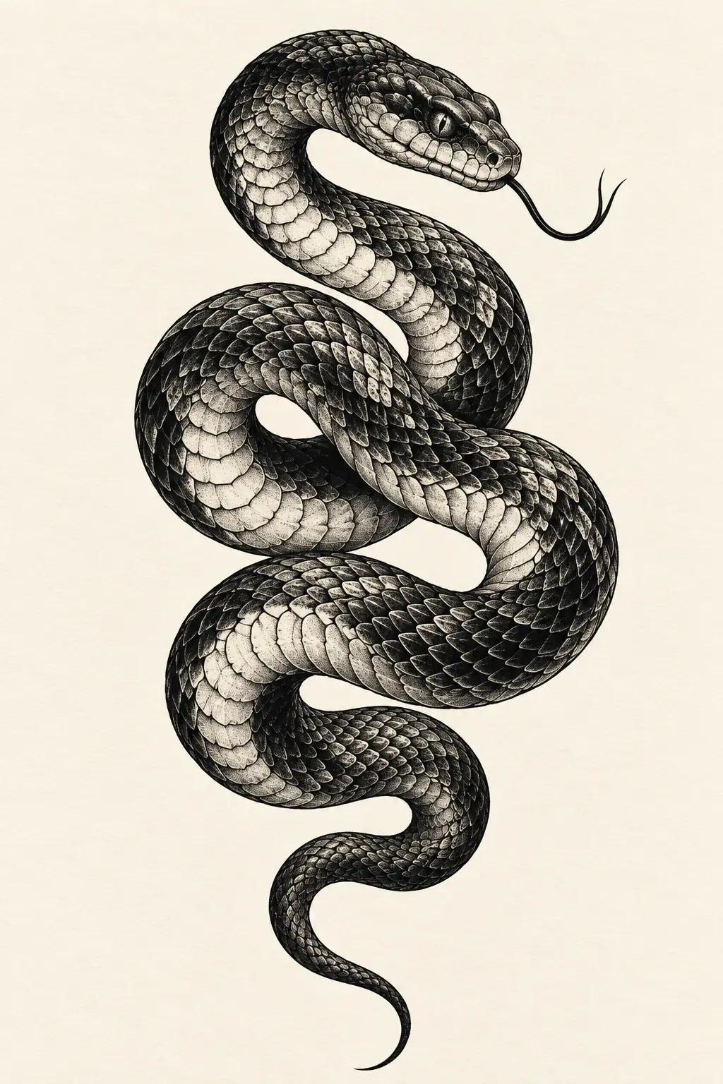 Imagem em alta resolução de tatuagem de Serpente no estilo Blackwork, referência para Tornozelo