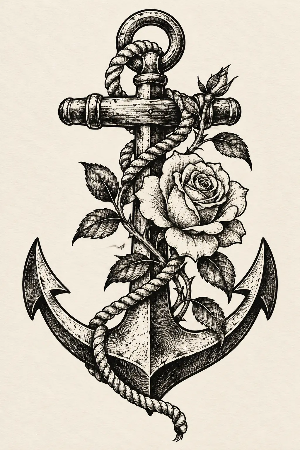 Imagem em alta resolução de tatuagem de Âncora no estilo Blackwork, referência para Nuca