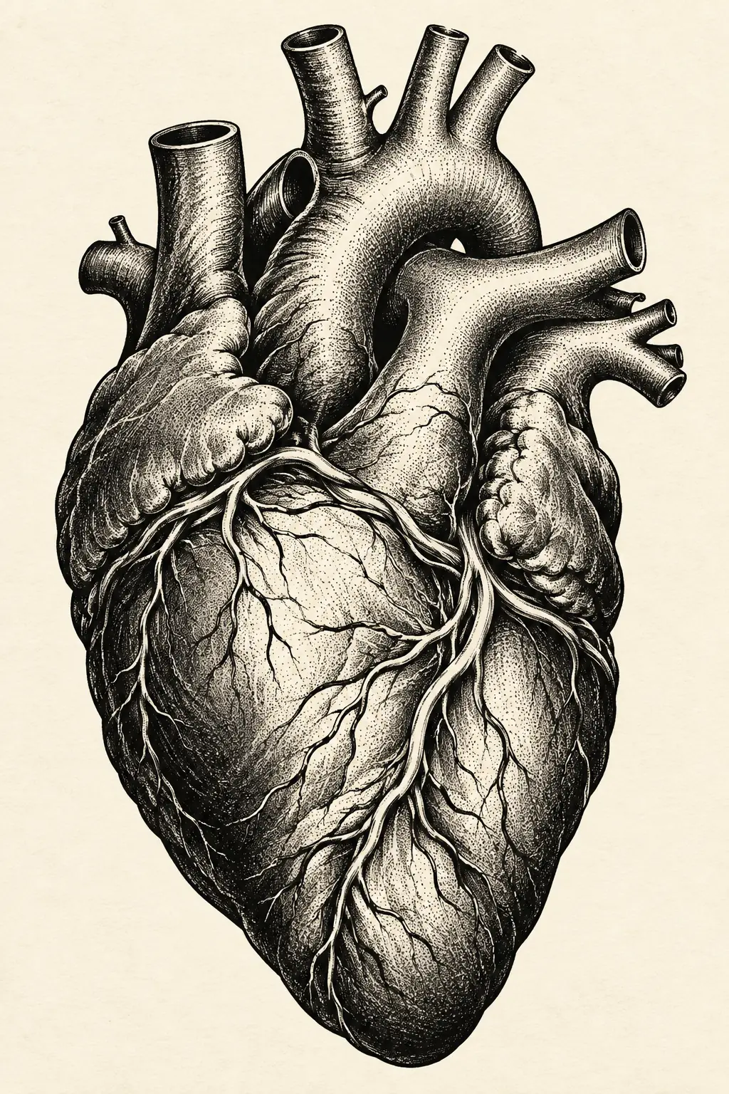 Imagem em alta resolução de tatuagem de Coração no estilo Blackwork, referência para Coxa