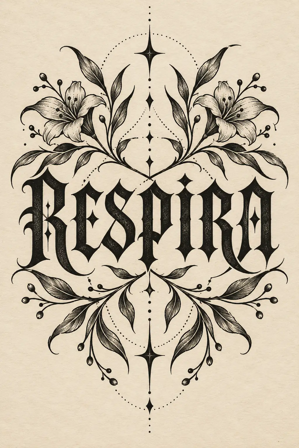 Imagem em alta resolução de tatuagem de Palavra / frase no estilo Blackwork, referência para Tornozelo