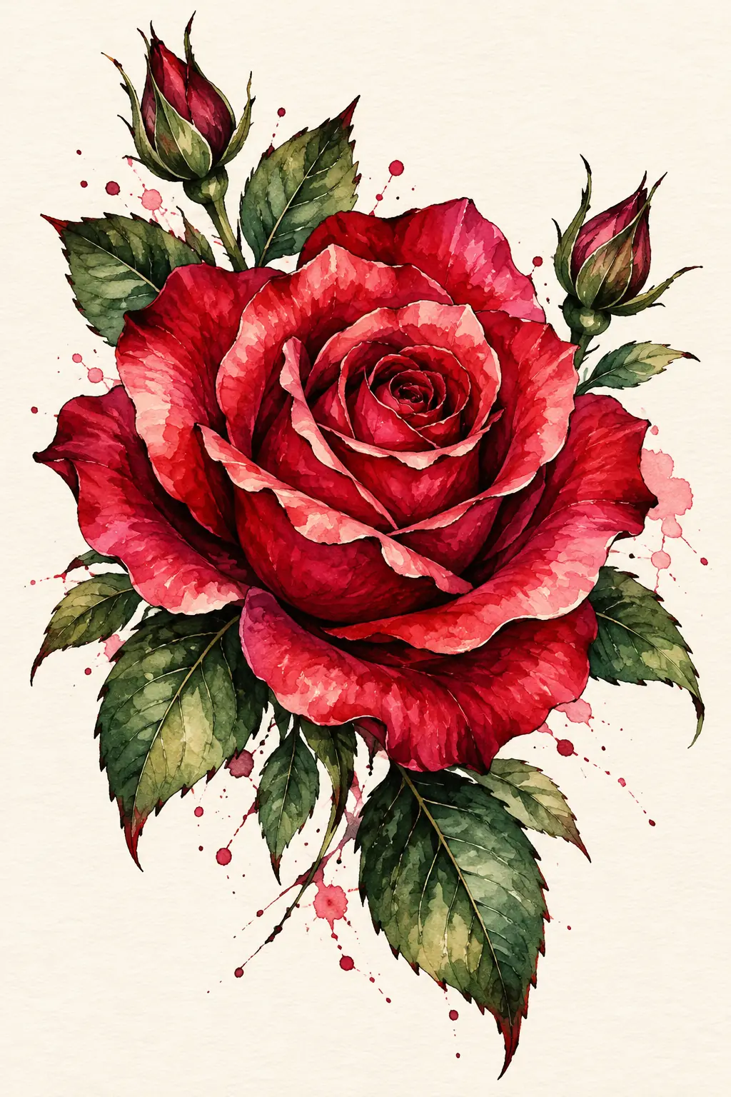 Imagem em alta resolução de tatuagem de Rosa no estilo Aquarela, referência para Costas