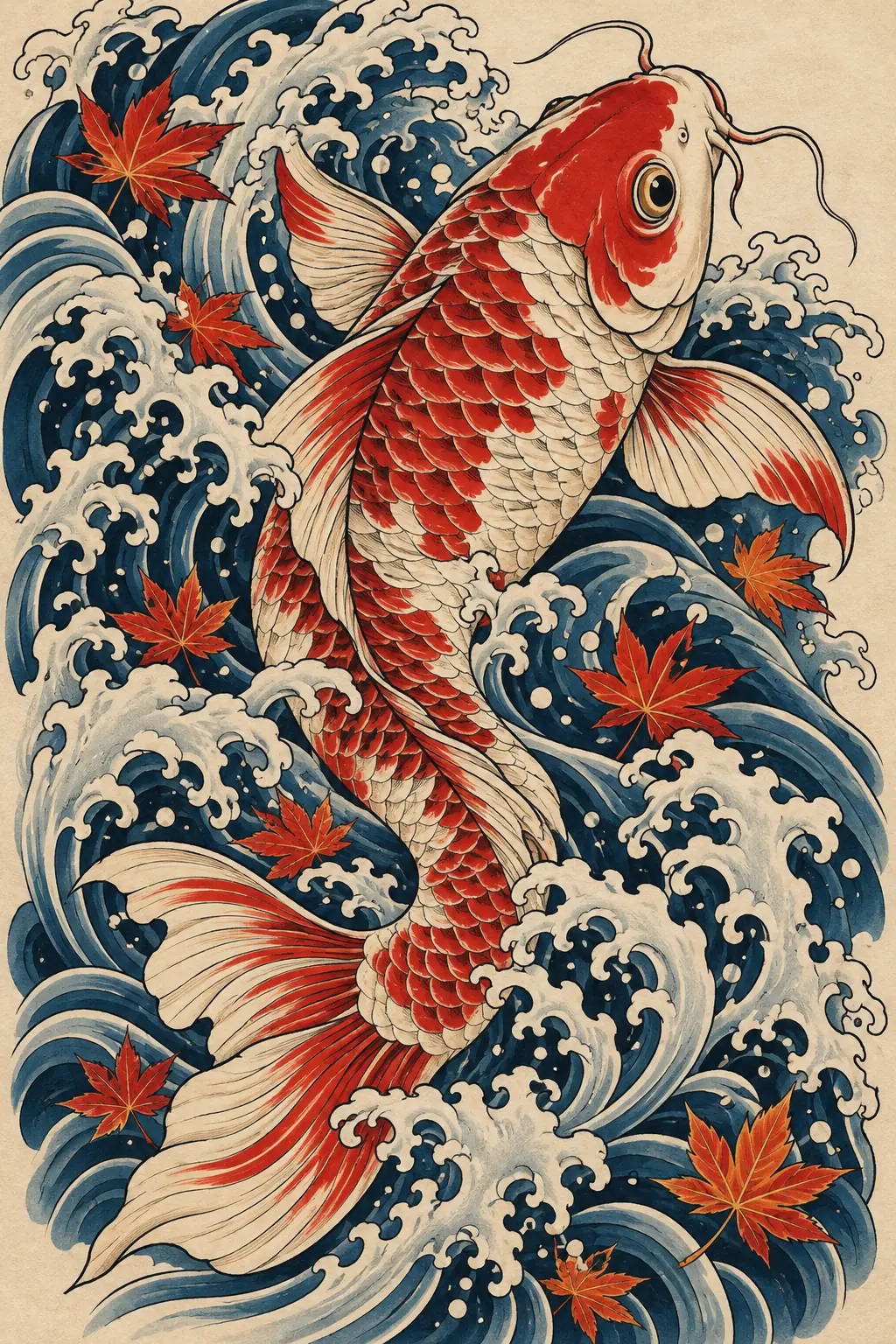 Imagem em alta resolução de tatuagem de Carpa no estilo Japonês / Irezumi, referência para Mão