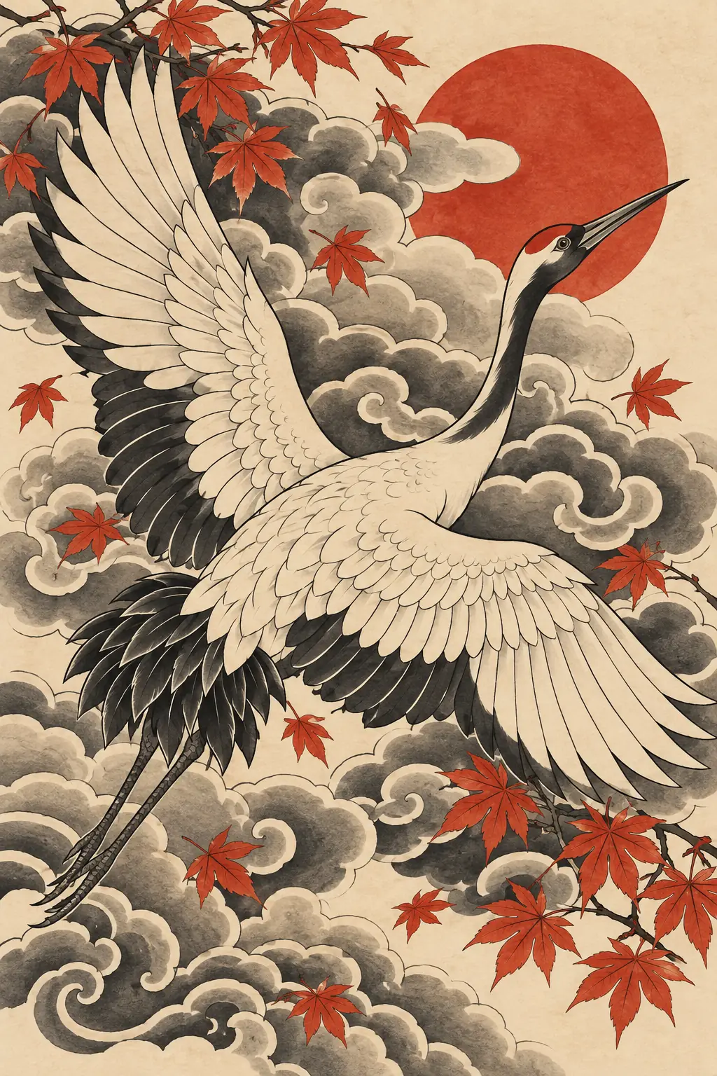 Imagem em alta resolução de tatuagem de Pássaro no estilo Japonês / Irezumi, referência para Panturrilha