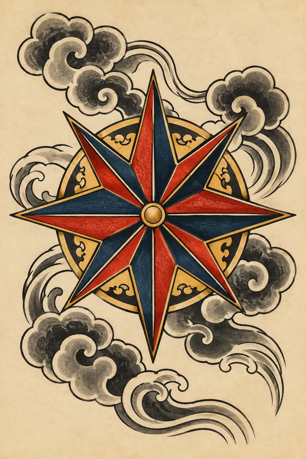 Imagem em alta resolução de tatuagem de Estrela no estilo Japonês / Irezumi, referência para Costela