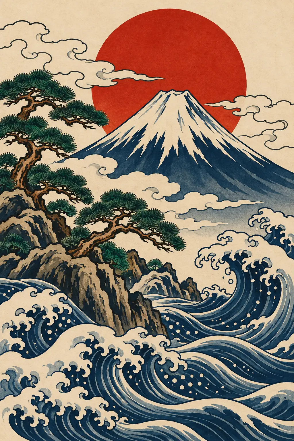 Imagem em alta resolução de tatuagem de Montanha no estilo Japonês / Irezumi, referência para Perna