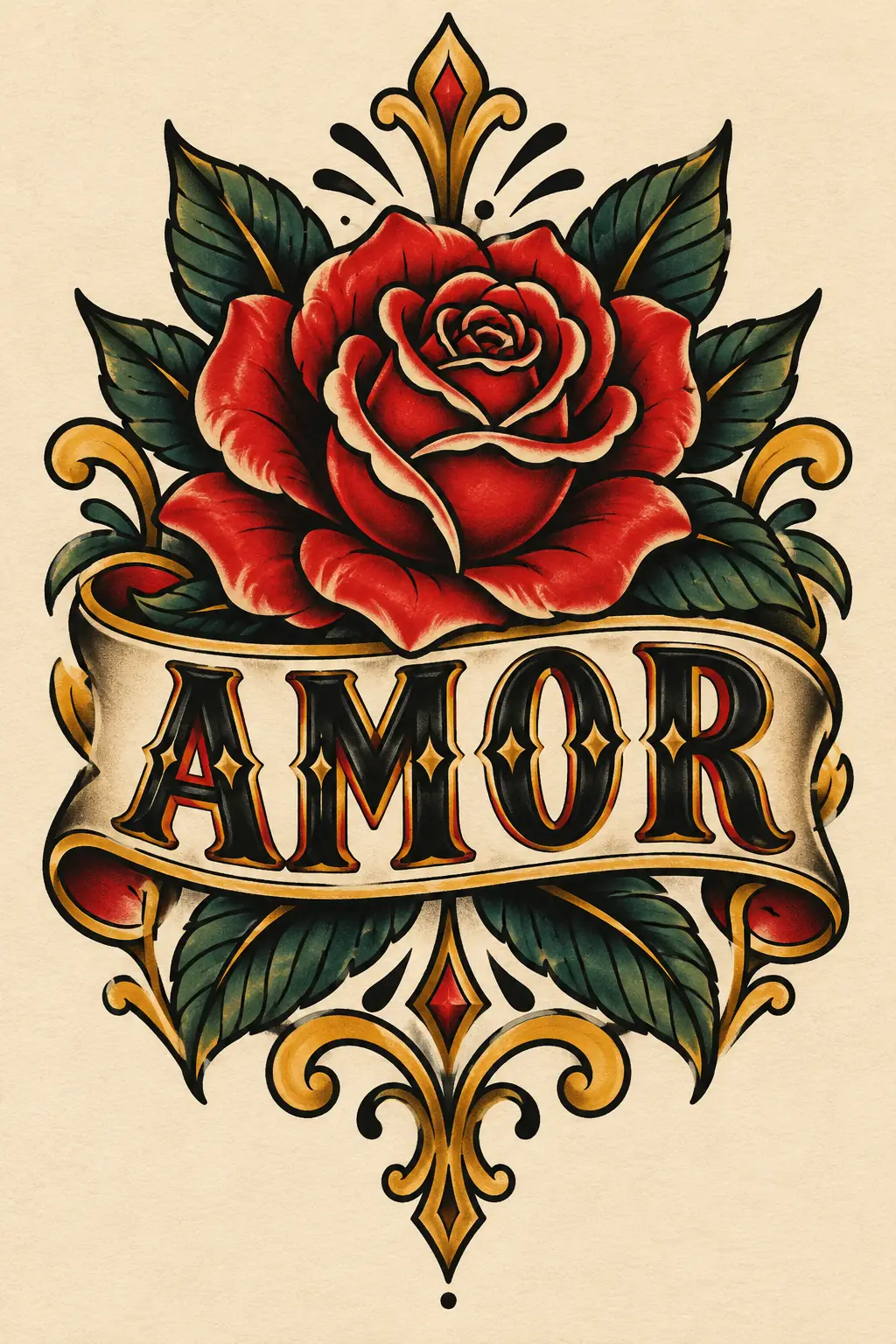 Imagem em alta resolução de tatuagem de Palavra / frase no estilo Neotradicional, referência para Perna
