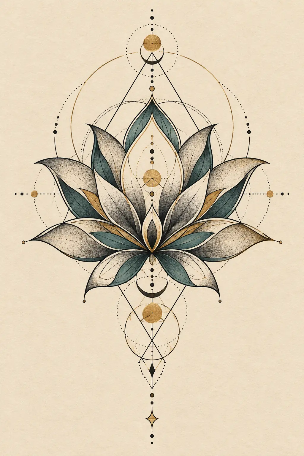 Imagem em alta resolução de tatuagem de Flor no estilo Geométrico, referência para Nuca