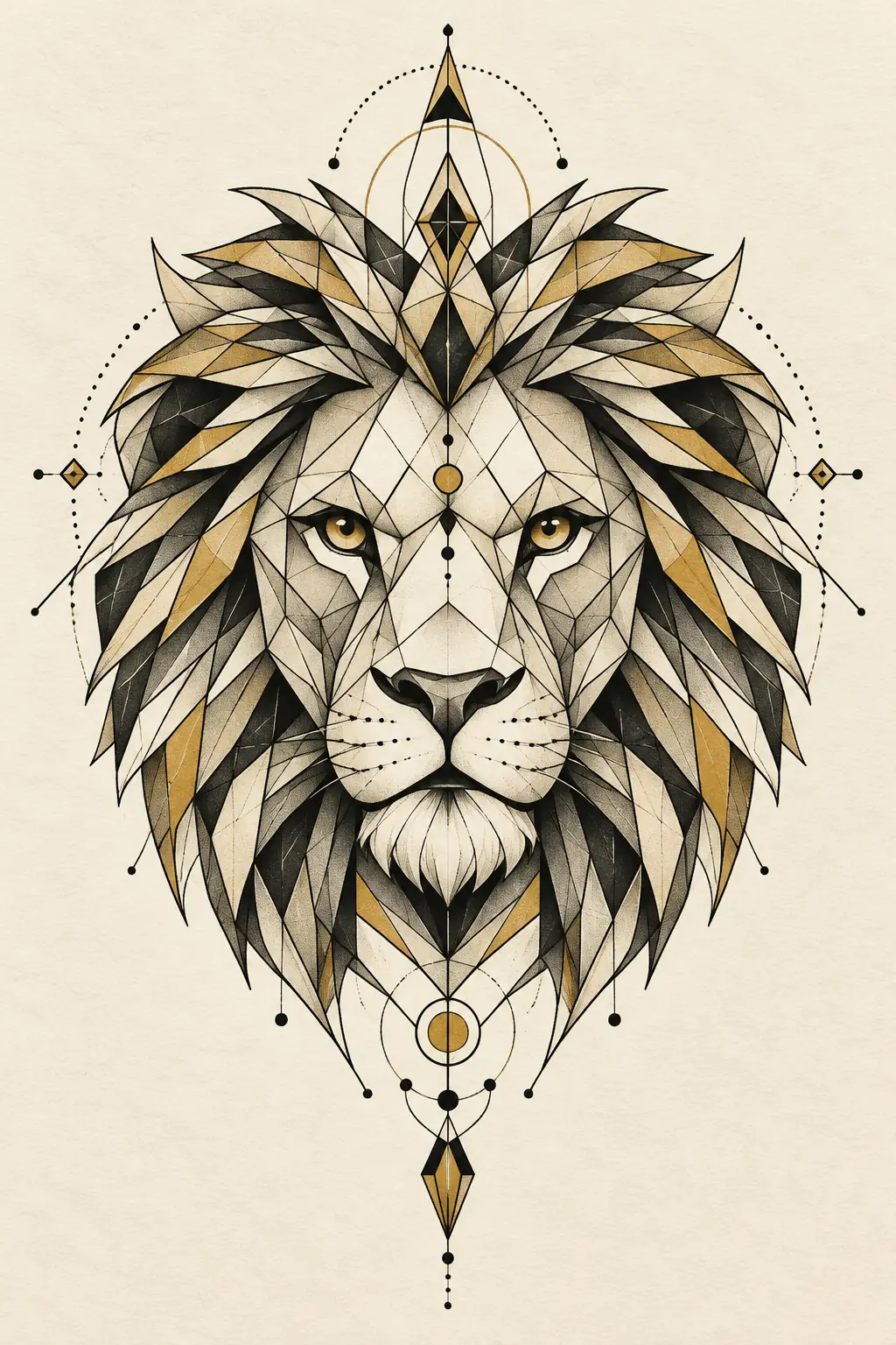 Imagem em alta resolução de tatuagem de leao no estilo geométrico, referência para tornozelo