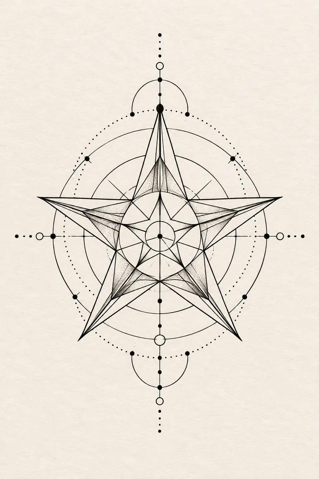 Imagem em alta resolução de tatuagem de estrela no estilo geométrico, referência para perna