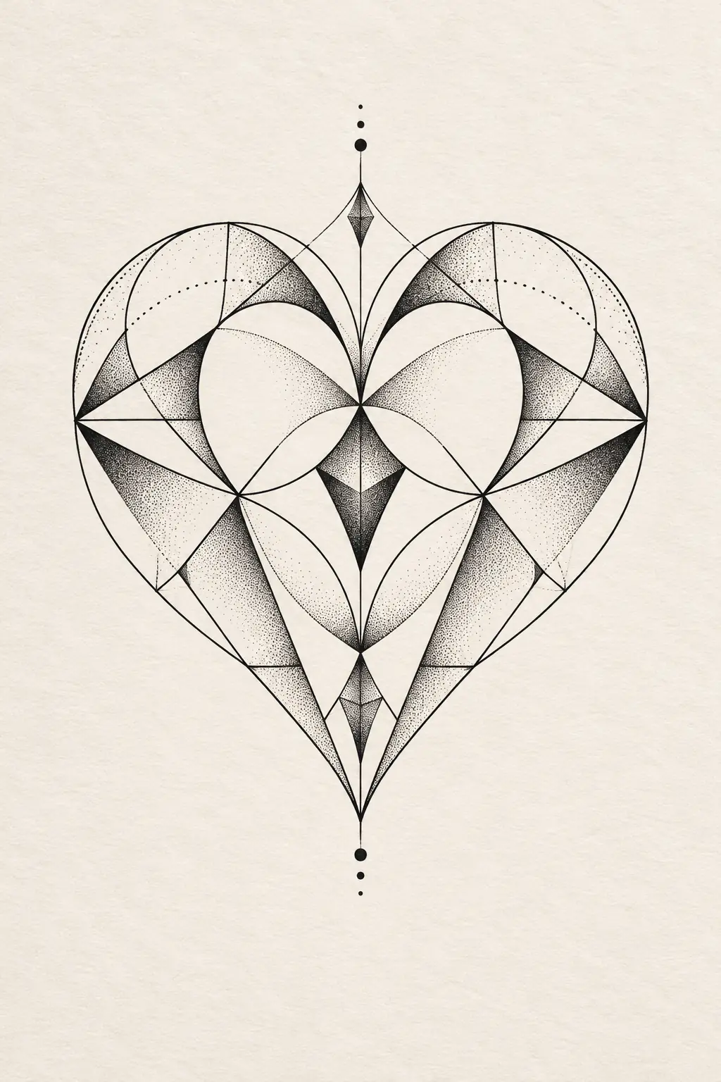 Imagem em alta resolução de tatuagem de coracao no estilo geométrico, referência para antebraco