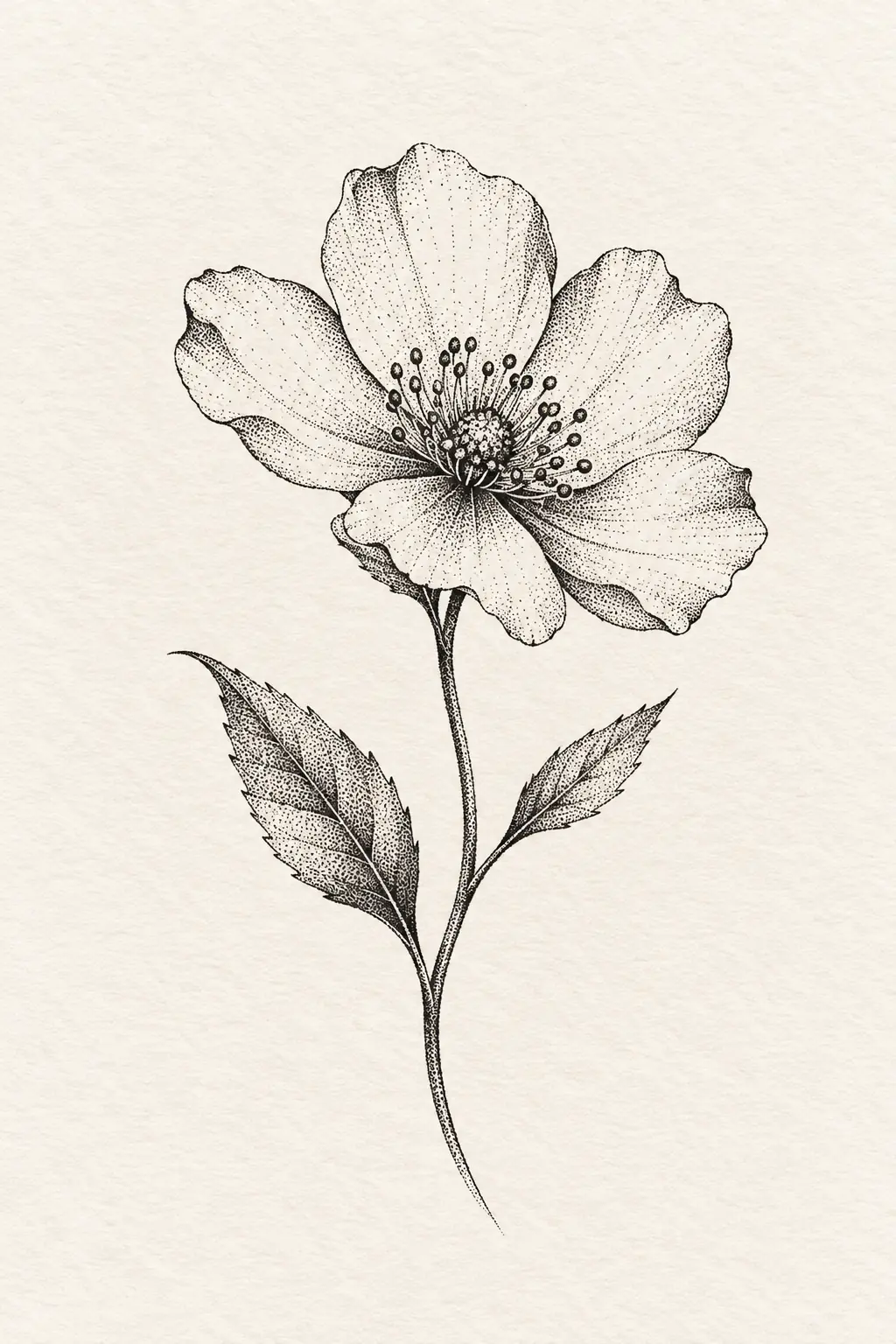 Imagem em alta resolução de tatuagem de flor no estilo pontilhismo, referência para mao