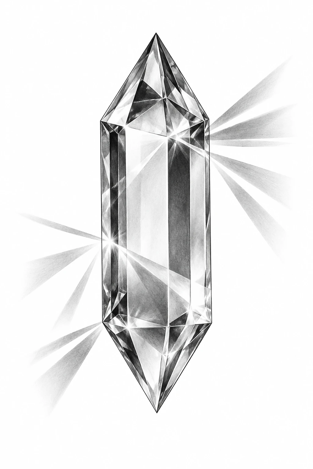 Desenho de tatuagem de Prisma de cristal refratando luz, modelo NR-0869, em preto e cinza.